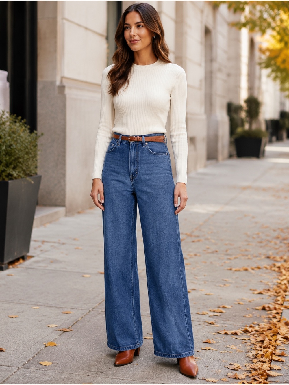 White House Black Market Blue Wide Leg High-Rise Jeans
